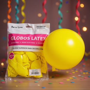 Ballons en latex Party Love 30 cm jaunes, sac de 50 pièces, décoratifs - Product Image 3