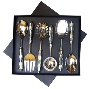 Ensemble de cuillères à salade en acier Royal Design or poli miroir personnalisé exigeant fait à la main ensemble de 6 pièces - Product Image 3
