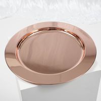 Assiette de présentation ronde de luxe en métal doré rose pour mariage, fête, banquet, décoration de table, vaisselle d'hôtel, vente en gros