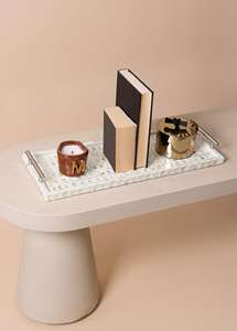 Plateau de service rectangulaire en incrustation de nacre exquis avec poignées Plateau Capiz fait main pour servir de la nourriture ou la décoration de la maison - Product Image 5