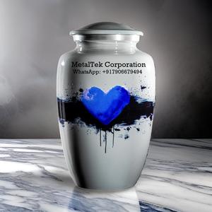 Nouvelles urnes de crémation pour adultes pour les cendres avec couvercle sécurisé Urnes funéraires en métal en aluminium fabriquées à la main pour les cendres de souvenir Prix de gros - Product Image 5