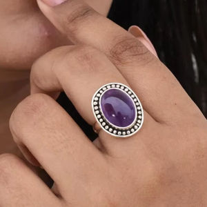 New Arrival Oval Amethyst Design Stackable Ring 925 Silver Factory Wholesale Bulk <b>Handmade</b> <b>Jewelry</b> - Product Image 1
