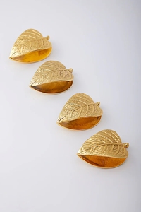 Laiton poli or petite Double face feuille Design gaufré Design pas cher rond de serviette vaisselle accessoires décoratifs rond de serviette - Product Image 3