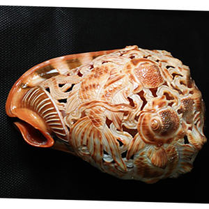 Bijoux en coquillage sculpté avec motif d'aquarium de 12 cm, style coquillage de Cassis Rufa, motif animal - Product Image 2