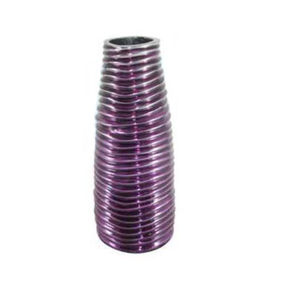 Vase à fleurs en aluminium pour décoration intérieure et extérieure, vase à fleurs en aluminium poli brillant avec bordure violette - Product Image 5