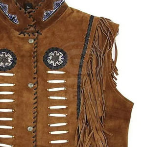 Gilet en cuir de cowboy confortable et respirant Fabriqué au Pakistan Dernier design Vente en gros Gilet en cuir de cowboy pour hommes - Product Image 4