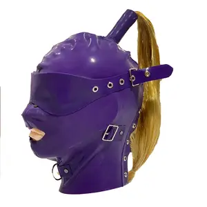 Hot Latex realistische Cosplay Cocks comb Hood Mask Gummi fetisch Kunden spezifische Größe OEM ODM Kopf bedeckung Latex Puppe Gesicht Günstiger Preis