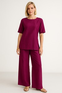 Conjunto de Dos Piezas de Poliéster Cómodo en Color Borgoña Intenso para Uso Casual o Semi Formal Disponible en Tallas M L XL XXL - Product Image 5