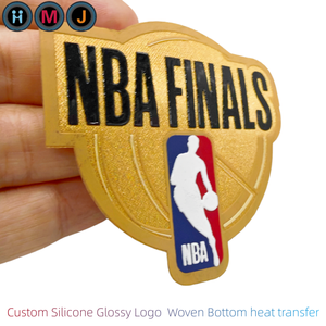 Écussons tissés HMJ personnalisés <span class=keywords><strong>NBA</strong></span> en silicone avec <span class=keywords><strong>logo</strong></span> sérigraphié, transfert thermique pour étiquettes de vêtements pour fabricants de <span class=keywords><strong>T</strong></span>-shirts - Product Image 2