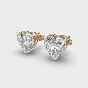 Stylish 14K Solid Gold <b>Heart</b> Cut Lab Grown Diamond Stud <b>Earrings</b> Fancy Design Ideal for Birthday Parties and Gifts - Product Image 4