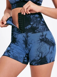 2025 cravate-teinture femmes taille haute gymnastique entraînement Shorts décontracté Yoga activités de plein air boucle contrôle taille respirant tricoté - Product Image 5