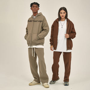 Streetwear poids lourd brodé 350GSM avec logo personnalisé Ensemble sweat à capuche décontracté surdimensionné pour hommes - Product Image 4