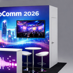 10x10背光贸易展摊位灯箱铝制展览摊位模块化展示摊位带塔式储物空间，适用于信息通信行业 - Product Image 3