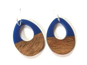 Elegant Handmade <b>Earrings</b> in Mango Wood and Resin with Intricate Swirl Carving and Color Variants Perfect Gift for Her - Product Image 2