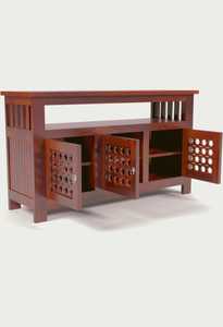 Kunst handwerk Stil Massivholz Medien schrank mit Gitter Tür Detail für Wohnzimmer. - Product Image 2