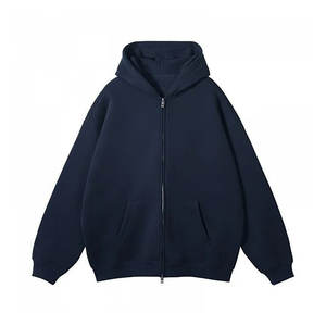 Sudadera con Capucha Unisex de Gran Tamaño para Hombre, Chaqueta de Lana de Algodón con Cremallera, Ropa de Calle Personalizada, Bordado en Blanco - Product Image 6