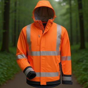 Chaqueta Softshell de Alta Visibilidad Naranja/Lukeas Negra ELYSEE, Sudadera con Capucha y Sudadera Promocionales - Product Image 3