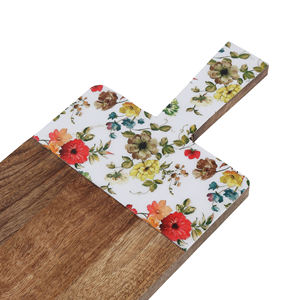 Plato Rectangular de Madera de Acacia con Mango con Bandeja Multiusos de Tres Tazones para Servir - Product Image 3