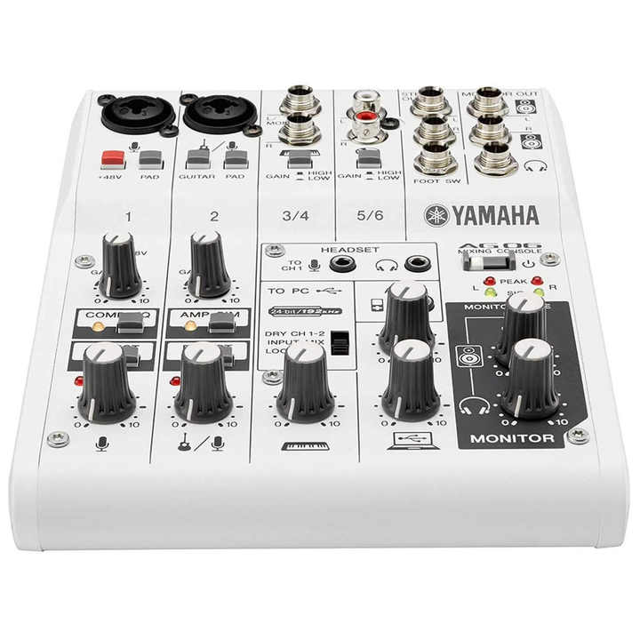 Yamaha AG06 audio interface mixer with dual mic inputs and effects for streaming and recording  with loopback and effects
