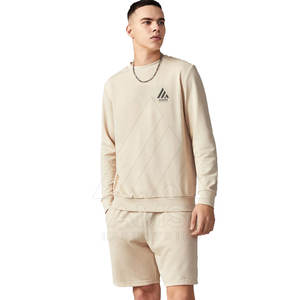 2022 haute qualité coupe ajustée hommes sweat et ensemble court à la mode décontracté plaine col rond respirant grande taille pour l'hiver - Product Image 1