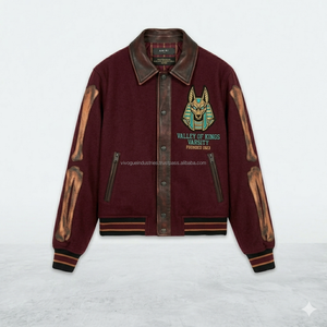 Veste universitaire personnalisable avec patchs, veste bomber en mélange de laine 100%, vestes universitaires style Letterman - Product Image 3
