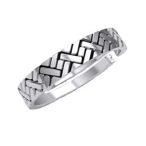 Anillos de Plata de Ley 925 de Primera Calidad para Hombre, Chapados en Rodio con Incrustaciones de Turquesa y Circonio con Patrón Geométrico para Bodas - Product Image 1