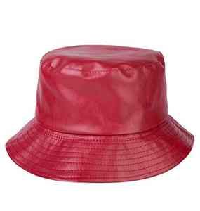 Sombrero de Pescador de Cuero PU Rojo Granate Liso de Moda Unisex de Primera Calidad, Impermeable y Resistente al Agua - Product Image 4