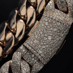 Collar de Cadena Cubana con Incrustaciones de Diamantes de Imitación de Lujo, 50 Quilates, Moissanita VVS, Chapado en Rodio, Joyería Hip Hop, Acabado en Oro Rosa, para Regalo de Fiesta - Product Image 2