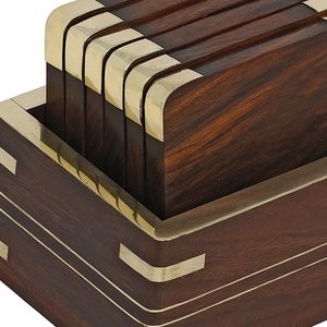 Sous-verres en noyer sous-verres en bois d'acacia personnalisés Table basse bureau à manger sous-verres en bois ronds pour boissons dessus de table - Product Image 4