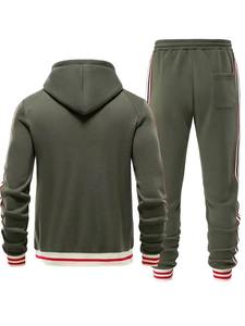 Customized Men's Cotton Polyester Streetwear Tracksuit Winter <b>Lightweight</b> Solid Pattern Flared Jogger Pant Sweat Suit - Product Image 2