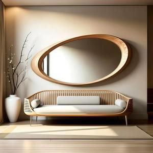 Miroir mural en bois contemporain à succès pour la chambre à coucher, la routine de maquillage et la décoration intérieure, disponible pour l'exportation - Product Image 2