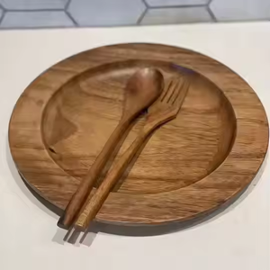 Juego de servir de madera ecológico de estilo vintage, platos de madera sostenibles acabados a mano por glowin fashion - Product Image 3
