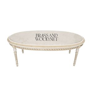 Table basse ovale de luxe avec plateau en marbre, pieds sculptés élégants, design classique pour salon, décoration intérieure et mobilier d'angle de séjour - Product Image 1