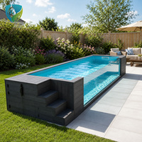 Piscines hors sol carrées, piscines extérieures en fibre de verre transparente, piscines en acrylique pour la maison moderne, patio, projet de décoration de luxe
