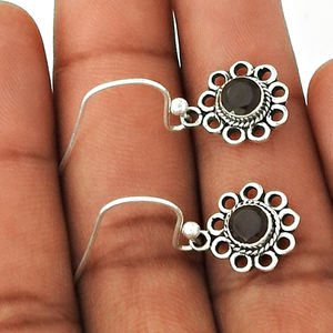 Haute qualité Design classique 925 argent Sterling grenat naturel pierre précieuse fleur forme boucle d'oreille pour ses bijoux de fiançailles de mariage - Product Image 4