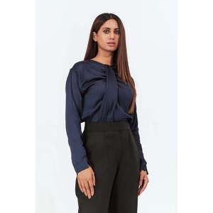 Blusa de seda azul para mujer - Product Image 1