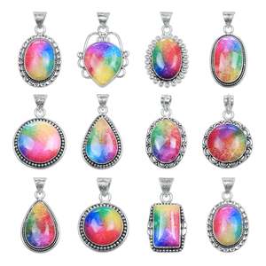 Rainbow Quartz Handcrafted Silver Plated Pendant Vibrant Handmade Rainbow Gemstone Jewelry <b>Statement</b> Charm Pendant <b>Necklaces</b> - Product Image 2