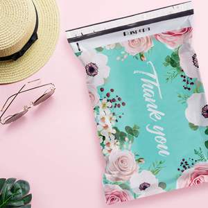 Sobres de Envío Ecológicos Impermeables de Poliéster, con Notas de Agradecimiento y Flores, Color Verde Azulado, 3 Mil, Resistentes, Autosellables - Product Image 3