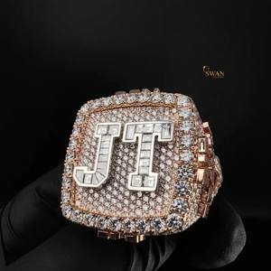 Moda 925 plata esterlina Lab Grown Diamond JT letra anillo Iced Out Hip Hop declaración joyería regalo de lujo para hombres con estilo - Product Image 1