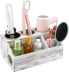 Storage Hair Tools And Styling Supplies Organizer For Vanity/bathroom Wooden Countertop Hair Dryer Tool Holder