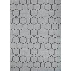 พรมขนสัตว์ทอแบบเรียบสีเทาและสีดำ รุ่น Indusbar Dwrm-117 ลายเรขาคณิตและลวดลายนามธรรม รูปทรงสี่เหลี่ยมผืนผ้าและลายทาง สำหรับใช้ปูพื้นบ้าน - Product Image 1