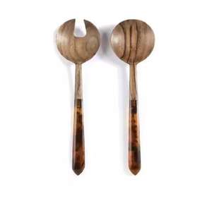 Ensemble de service à salade en bois fait à la main de haute qualité cuillères en bois de manguier fourchettes ustensiles cadeau de cuisine - Product Image 3