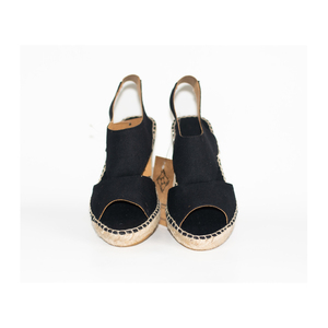 Alpargatas de lona de diseño moderno para mujer, suela de yute elegante negra, peso ligero, informal, temporada de verano, precio de mercado con descuento - Product Image 1