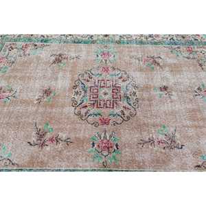 5.9x8.4 ft Rug, Vintage Turkish Rug, <b>Brown</b> Moroccan <b>Wool</b> Rug - Product Image 4