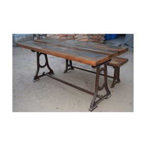 Table à manger industrielle vintage, banc en fer et bois anciens, décoration intérieure, bricolage, décoration murale, meubles OEM pour la maison et le bureau - Product Image 5