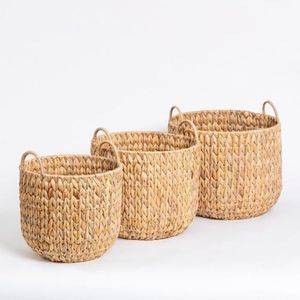Nesting Eco-friendly Water Hyacinth Storage <b>Basket</b> Handcrafted Luxury Nordic Woven Laundry <b>Hamper</b> <b>for</b> Home Decor - Product Image 3
