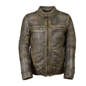 Genuine <b>Leather</b> Canvas Coated Stand Collar <b>Men</b> Slim Fit Casual Plus Size Waterproof Winter <b>Jacket</b> Factory Made Most Selling <b>Sale</b> - Product Image 1