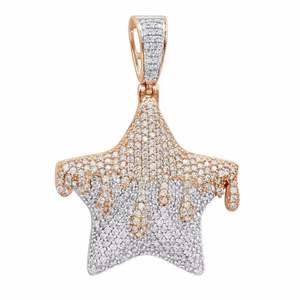 2.5ct สตรีทรงกลมดีไซน์รูปดาวเพชรโตขึ้นจี้ฮิปฮอปเทียบกับความชัดเจนของสีเครื่องประดับทอง14K - Product Image 3