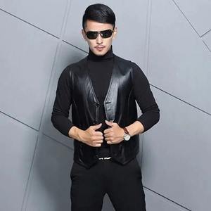 Gilet en peau de mouton véritable pour hommes nouveau pour le printemps automne hiver col en v décontracté sans manches coupe-vent respirant manteaux hommes réel - Product Image 5