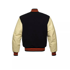 OEM Men's Vintage Winter Leather <b>Baseball</b> <b>Bomber</b> <b>Jacket</b> High Street Style Custom Embroidered Logo Trending Industry Classic - Product Image 3